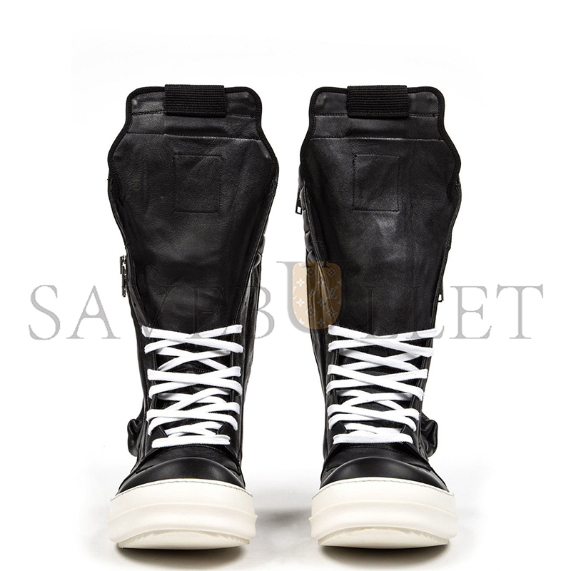 RICK OWENS BLACK CARGOBASKET BOOTS